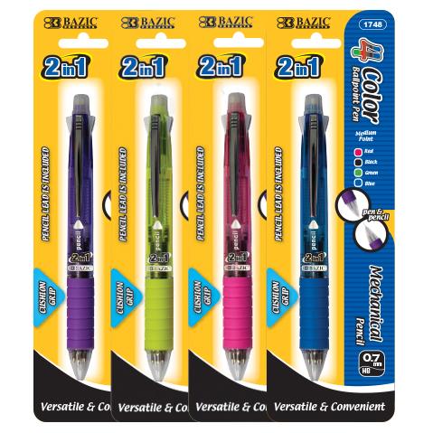 2-In-1 Mechanical Pencil & 4-Color Pen W/ Grip, 1-Pack