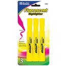 Desk Style Fluorescent Highlighters Yellow (3/Pack)