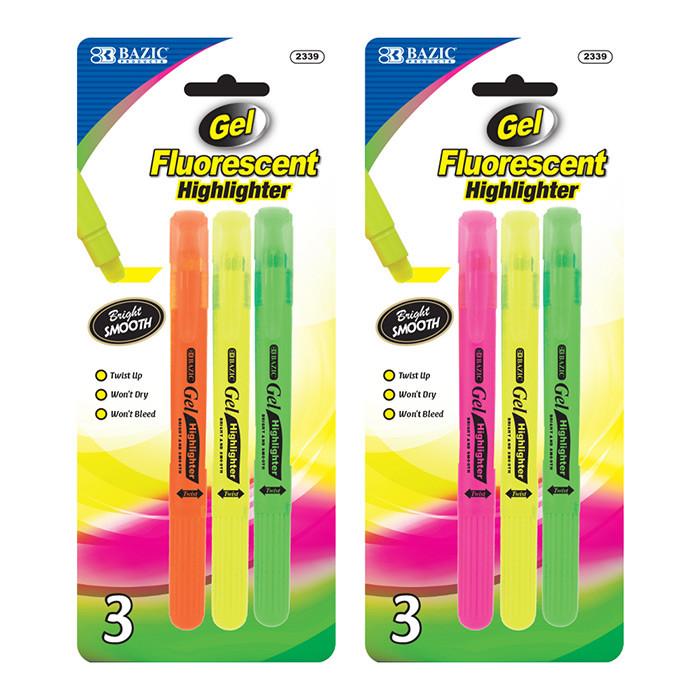 Fluorescent Gel Highlighter (3/Pack), 1-Pack