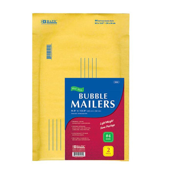 Self-Seal Bubble Mailers (#4) 9.5" X 13.5" (2/Pack)
