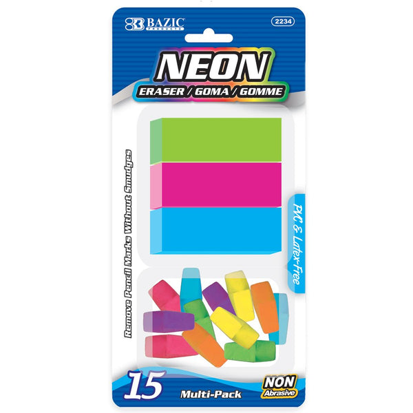 Neon Eraser Sets (15/Pack)
