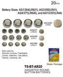 Trisonic Assorted Round Button Batteries, 20-ct.