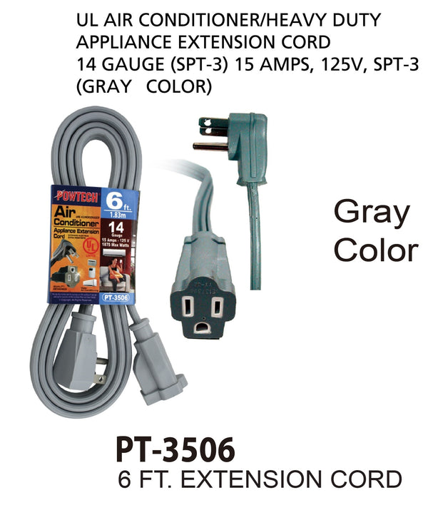 Air Conditioner Appliance Extension Cord 14 Gauge, 6 ft.