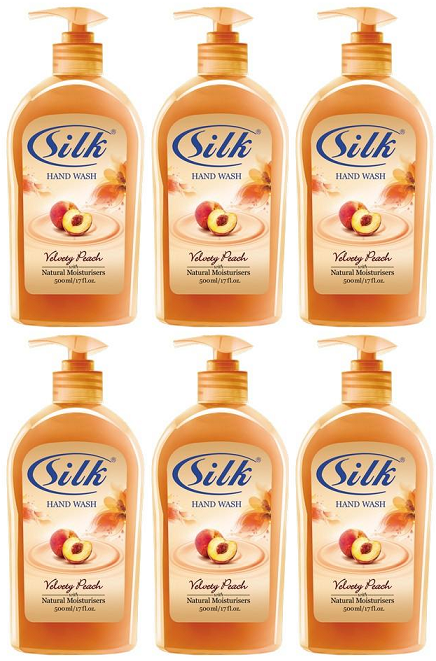 Silk Velvety Peach with Natural Moisturizers Hand Wash, 400ml (Pack of 6)