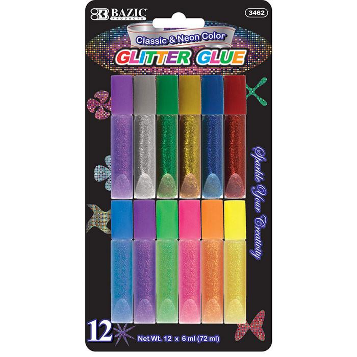 6 ML Assorted Color Mini Glitter Glue (12/Pack)