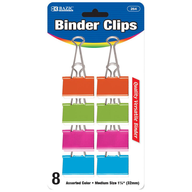 Medium 1-1/4 (32mm) Assorted Color Binder Clip (8/Pack)