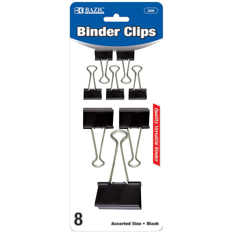 Assorted Size Black Binder Clip (8/Pack)
