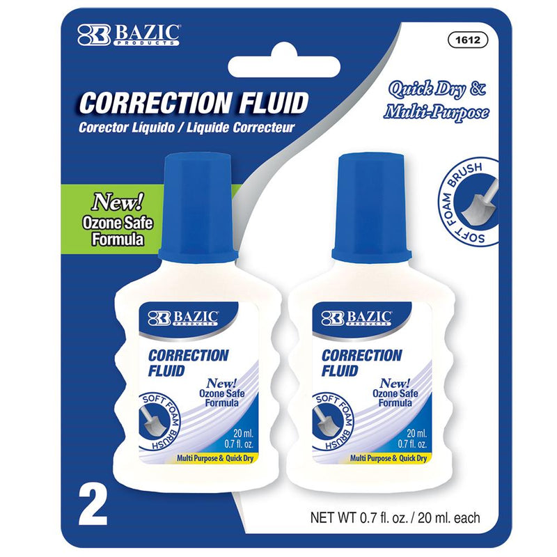 Correction Fluid w/ Foam Brush 0.7 FL OZ (20 mL) (2/Pack)