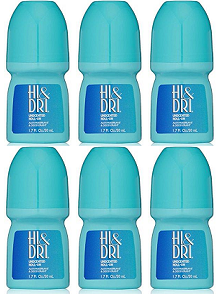 Hi & Dri Unscented Roll-On Anti-Perspirant & Deodorant, 1.7 oz. (Pack of 6)