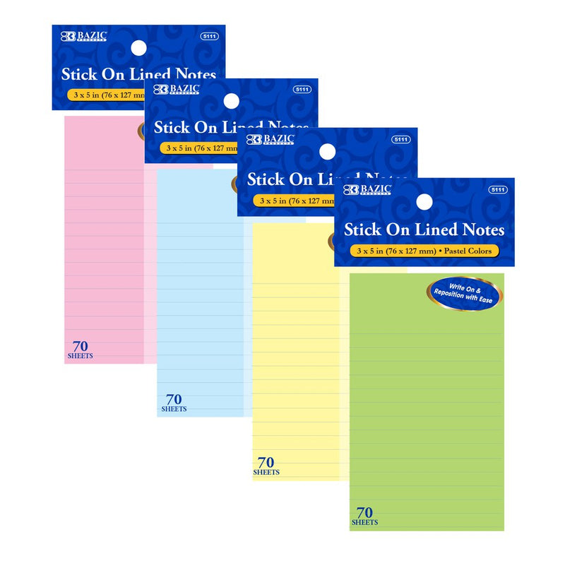 70 Ct. 3" X 5" Lined Stick On Notes, 1-pack