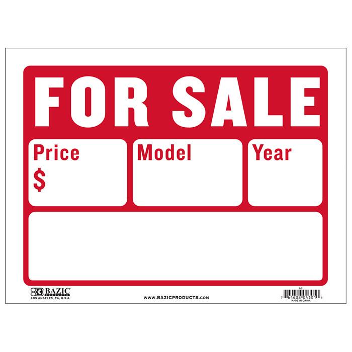 9" X 12" For Sale Sign (2-Line)