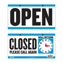 6" X 11.5" "CLOSED" Clock Sign W/ "OPEN" Sign On Back