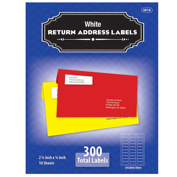 3/4" X 2 1/4" White Return Address Labels (300/Pack)