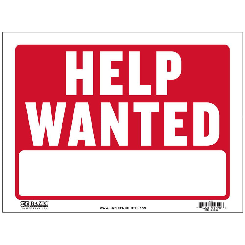 9" X 12" Help Wanted Sign