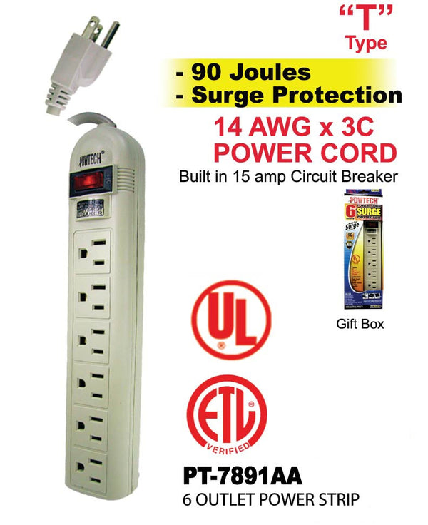 6 Outlet Power Strip Surge Protector