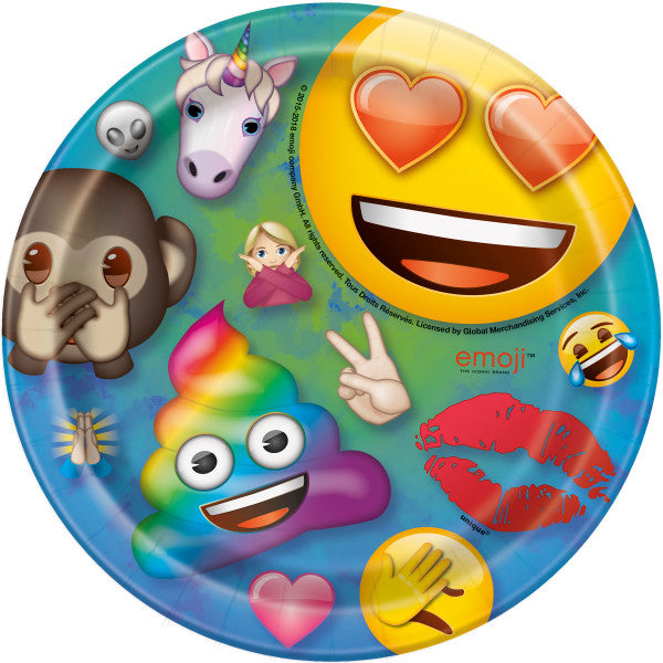 Rainbow Fun Emoji Round 7" Dessert Plates, 8ct