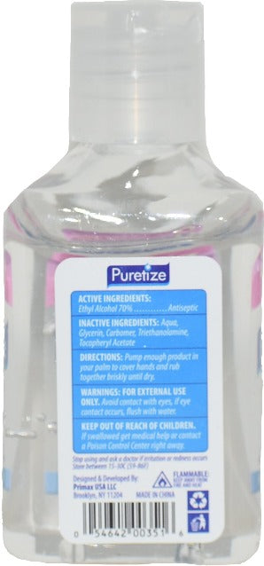 Puretize Hand Sanitizer Refreshing Gel + Vitamin E, 2 oz