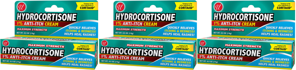Hydrocortisone 1% Anti-Itch Cream Maximum Strength, 0.5 oz. (Pack of 3)
