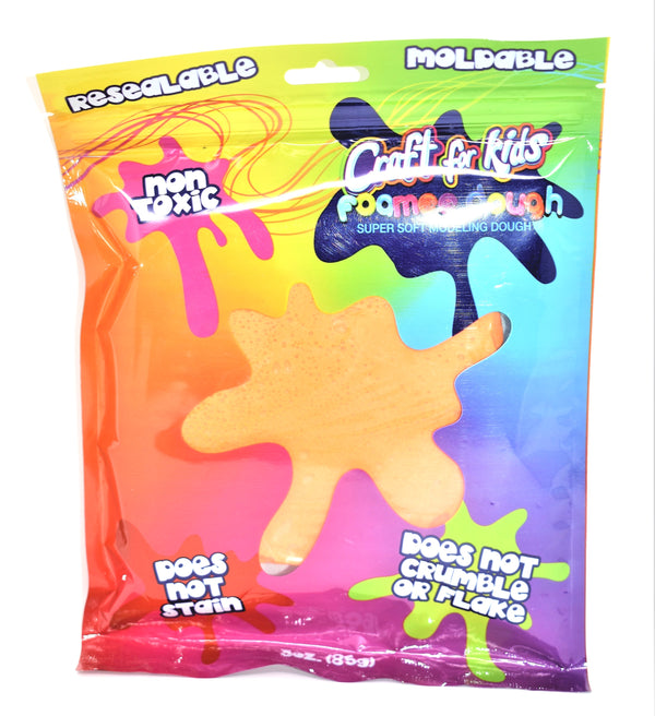 Craft For Kids Foamee Dough Super Soft Modeling Dough, Neon Orange Color, 3 oz.