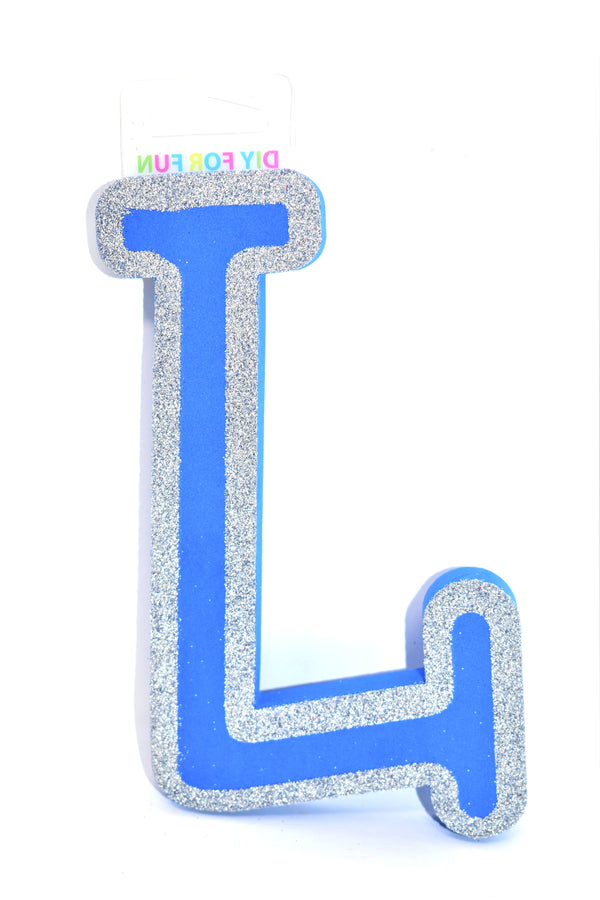 7" Blue Glitter Foam Letter "L"