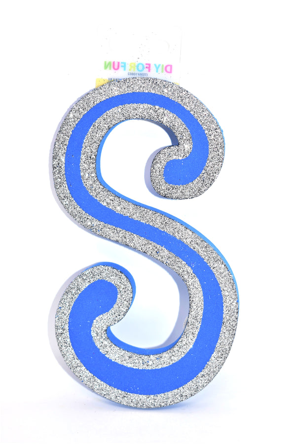 7" Blue Glitter Foam Letter "S"