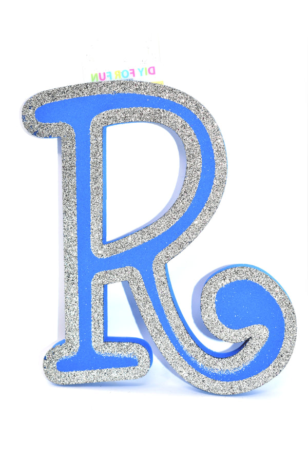 7" Blue Glitter Foam Letter "R"