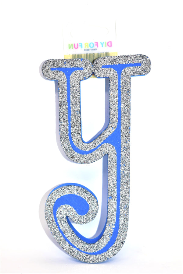 7" Blue Glitter Foam Letter "Y"