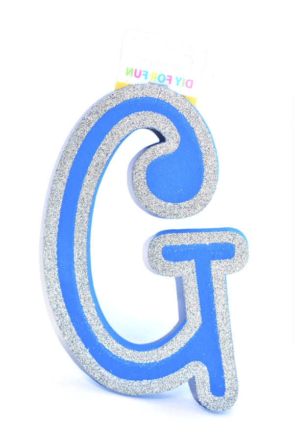 7" Blue Glitter Foam Letter "G"