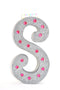 7" Silver Glitter + Pink Rhinestone Foam Letter "S"