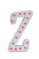 7" Silver Glitter + Pink Rhinestone Foam Letter "Z"