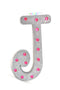 7" Silver Glitter + Pink Rhinestone Foam Letter "J"