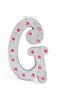 7" Silver Glitter + Pink Rhinestone Foam Letter "G"