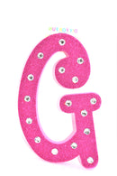 7" Pink Glitter + Rhinestone Foam Letter "G"
