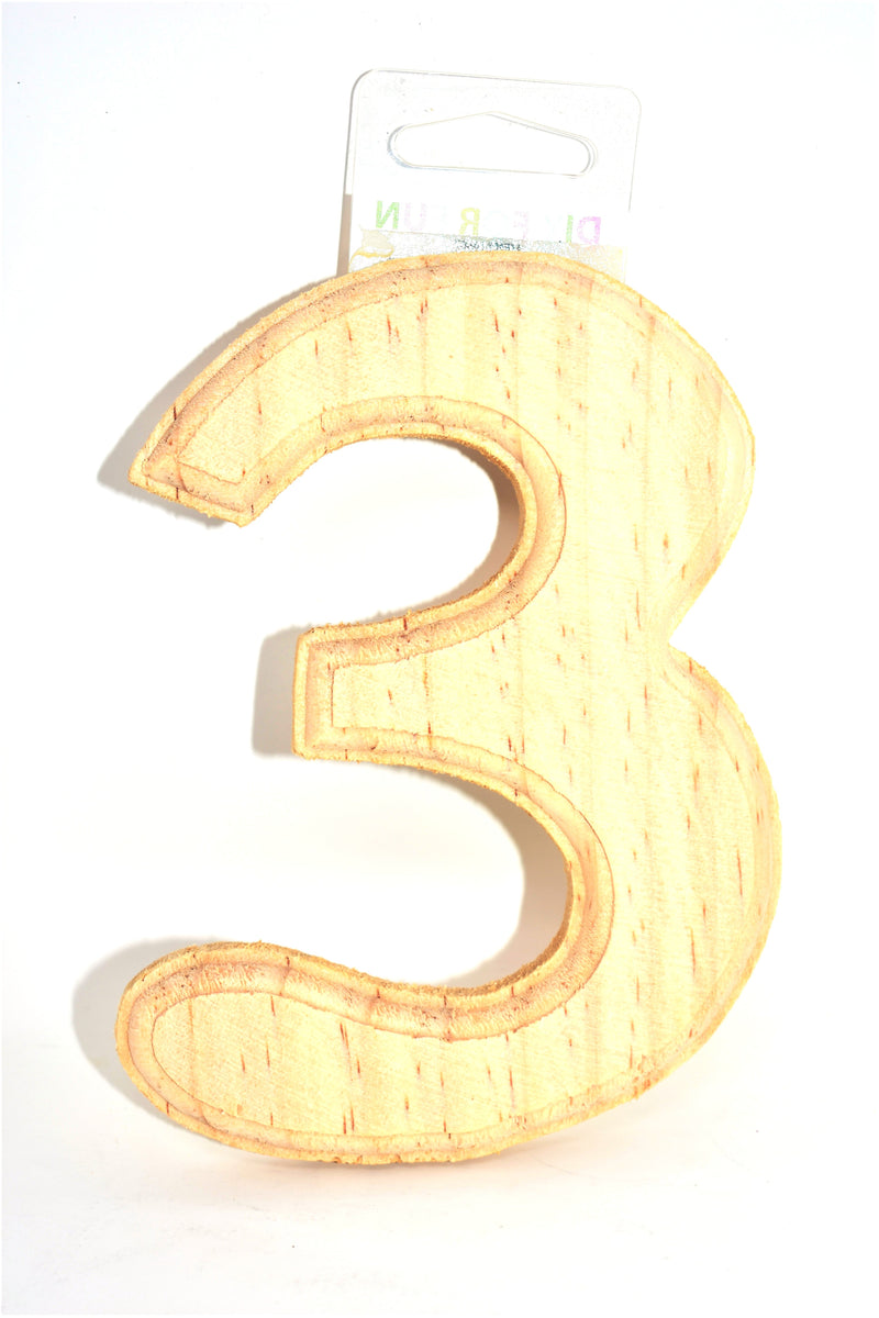 6" Wood Crafted Number "3"