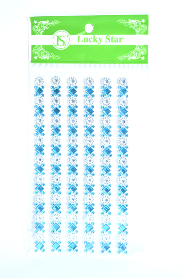 Rhinestone Diamond Pattern Embellishment Stickers, Turquoise Color, 6 ct.