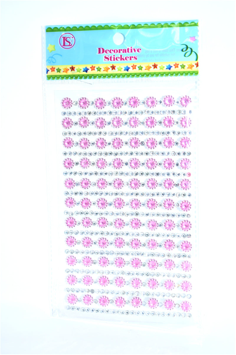 Rhinestone With Flower Beads, Pink Color, 22 Strips