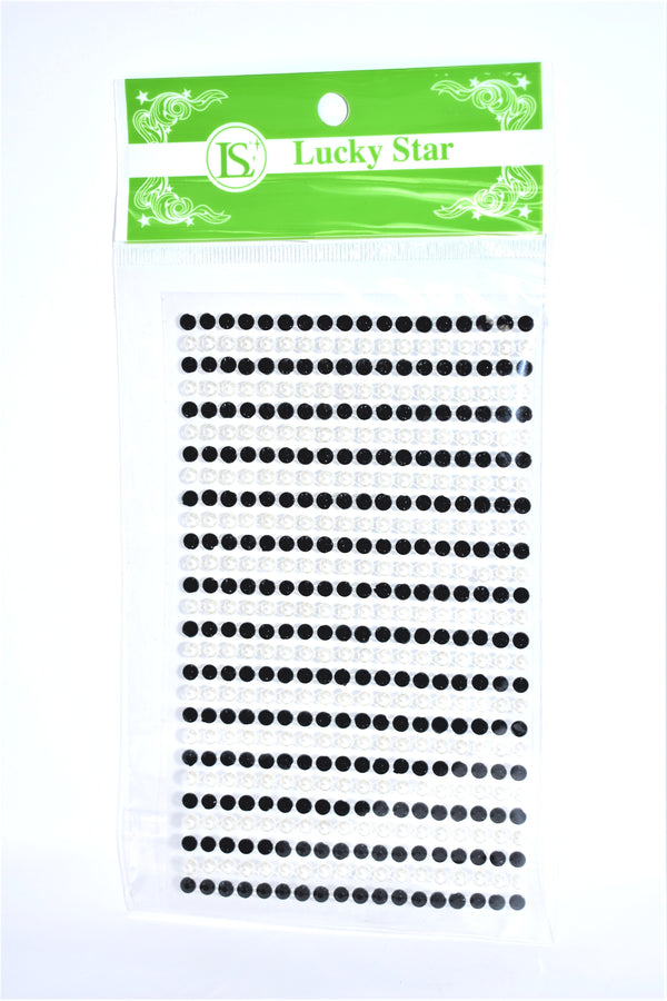 Rhinestone Pearl Stickers, Black Color, 26 Strips x 18 Stones, 468 ct.