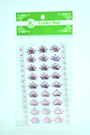 Royal Crown Design Acrylic Stickers, Pink Color, 27 ct + 2 Decorative Strips