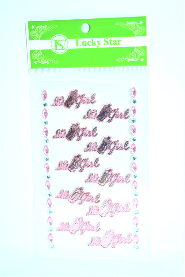 "It's A Girl" Decorative Acrylic Stickers, Pink Color, 10 ct + 2 Decorative Strips