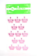 Crown Rhinestone Stickers, Pink Color, 13 ct.