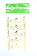 Rhinestone Flourishes Stickers, Gold Color, 5 ct. + 2 Decorative Strips