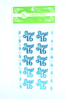 Sweet 16 Acrylic Stickers, Turquoise Color, 10 ct. + 2 Decorative Strips