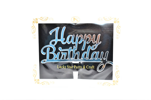 Happy Birthday Silver Color Mirrored Acrylic Cake Topper