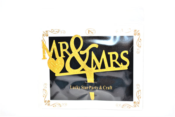 "Mr & Mrs" Wedding Gold Color Mirrored Acrylic Cake Topper