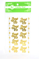 Sweet 16 Acrylic Stickers, Gold Color, 10 ct. + 2 Decorative Strips