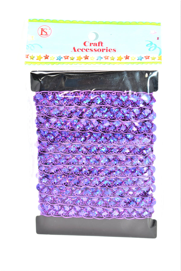 Sequin Lace Trim, Purple Color, 2 Yards