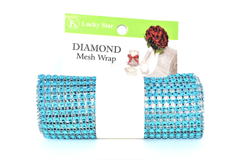 Diamond Mesh Wrap Roll, Turquoise Color, 4.75" x 1 Yard
