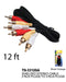 Shielded Stereo Cable 2 RCA Plugs to 2 RCA Plugs, 12 ft.