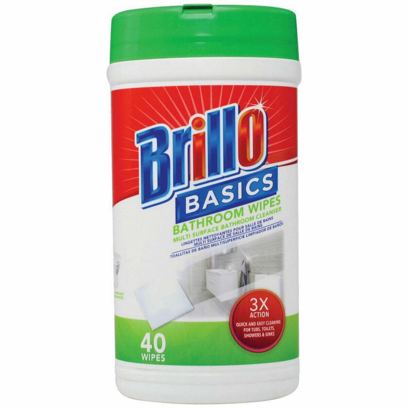 Brillo Basics Bathroom Wipes Multi-Surface Bathroom Cleanser, 40ct.