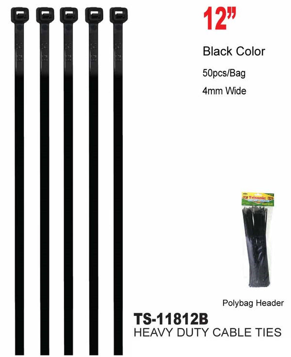 12" Heavy Duty Cable Ties, 30-ct.